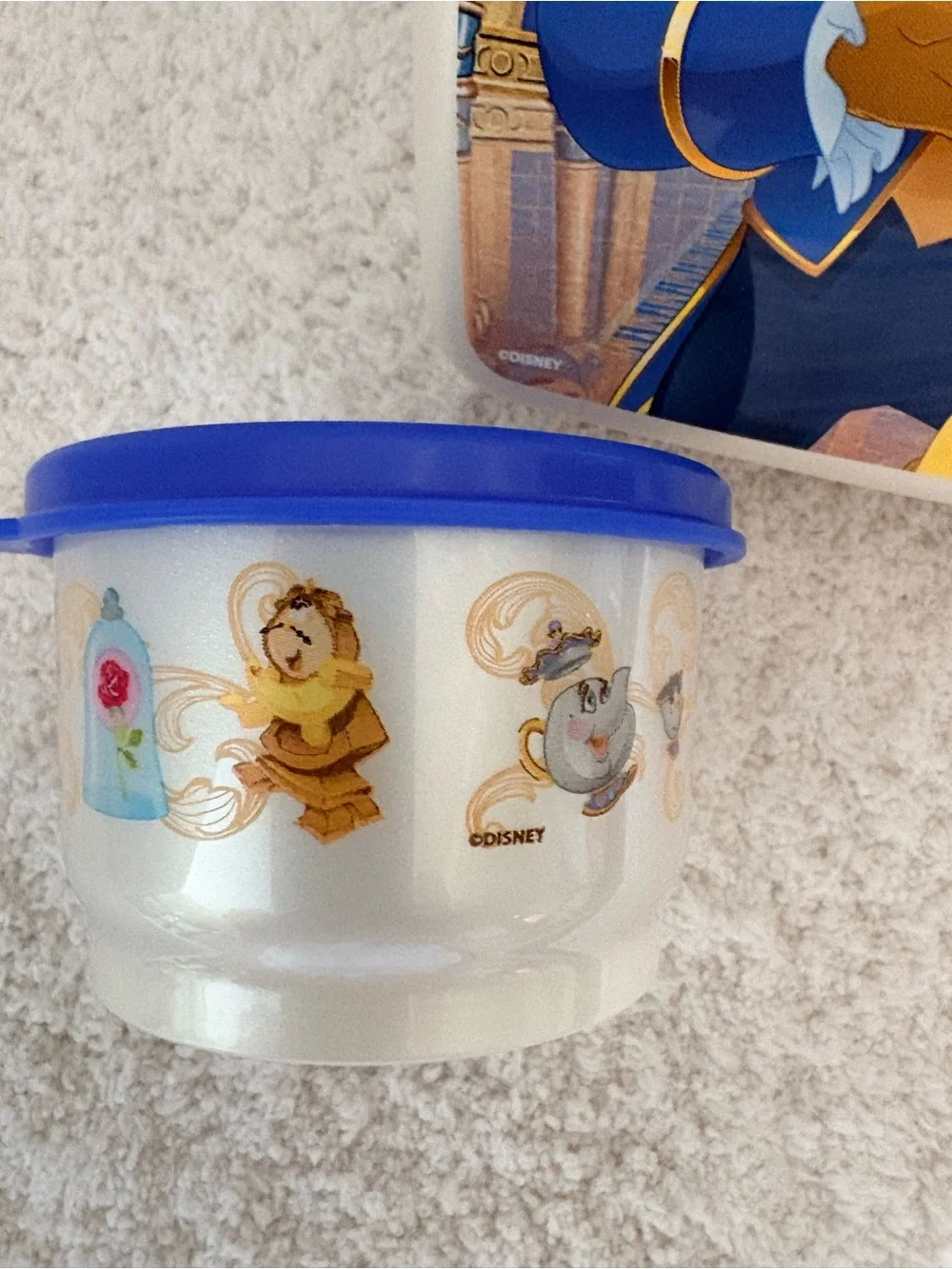 Tupperware Kids Disney Beauty & the Beast Sandwich Keeper & Snack Cup Set 1990’s